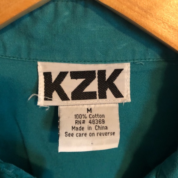 Vintage Western Turqoise Aztec Embroidered KZK Button Shirt Women Sz Medium - Picture 3 of 8